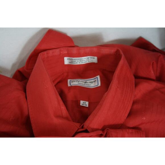 Vintage Yves Saint Laurent YSL Monogram All Over Red Button Up Shirt 17 34-35 - Picture 8 of 9